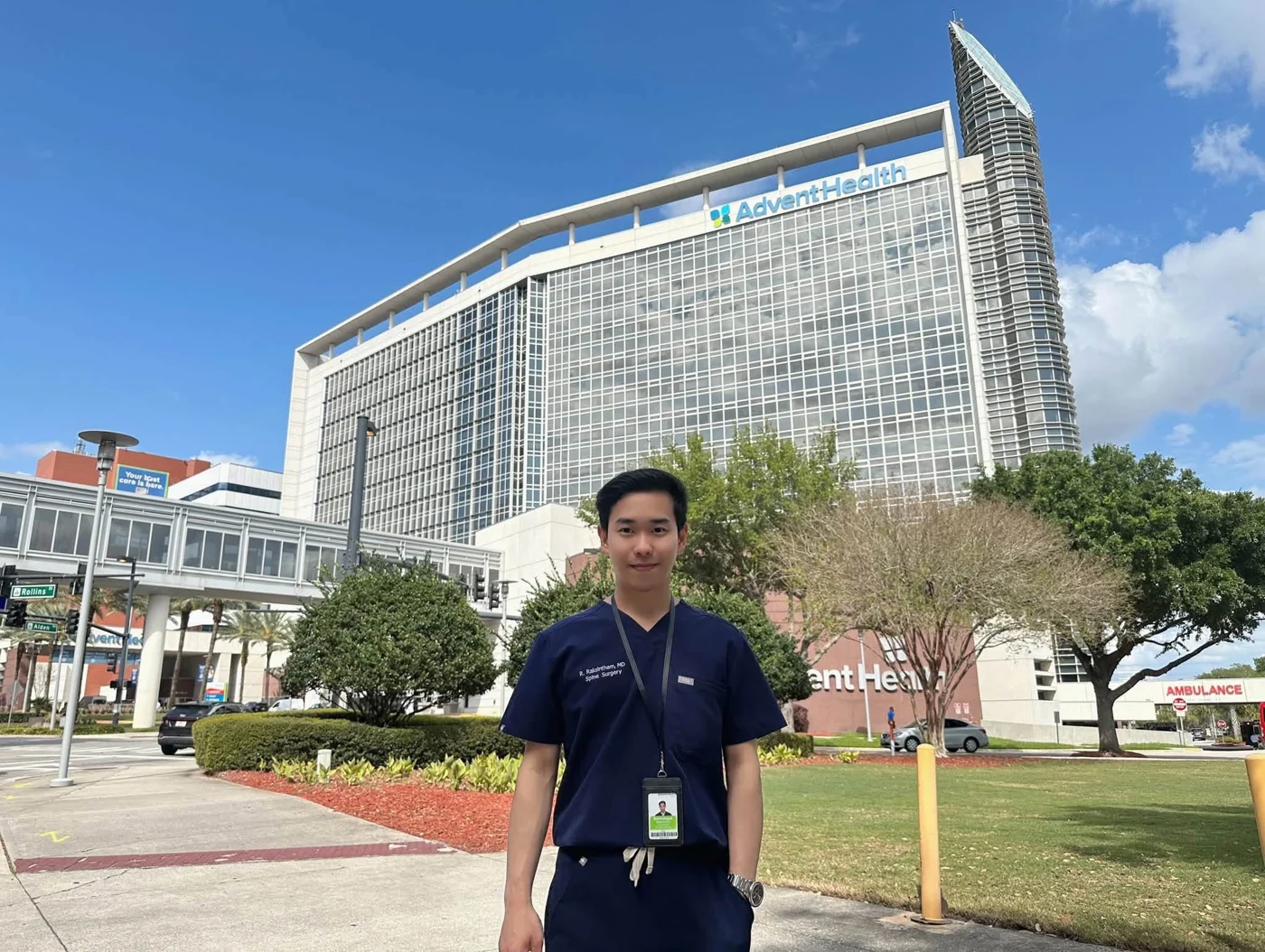 Dr. Ratchatapak outside AdventHealth in Orlando